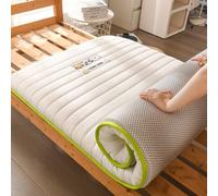 YOUGANG Colchón de futón japonés de 5 cm de grosor, colchón tatami, colchón plegable para dormitorio, colchón tatami, portátil, enrollable, colchón de camping (blanco, 150 x 200 cm)