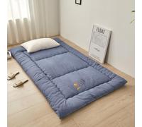 YOUGANG Colchón japonés de suelo para dormitorio tatami, extragrueso, plegable, enrollable, acolchado, transpirable, tumbona de suelo, cama de invitados (azul, 90 x 190 cm)