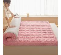 YOUGANG Cubrecolchón de 6 cm de grosor, colchón de felpa esponjosa, colchón de futón japonés, cubrecolchón plegable, almohadilla para dormir, súper suave, cama de invitados (rosa, 100 x 200 cm)