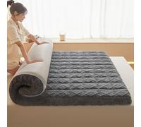 YOUGANG Cubrecolchón de 6 cm de grosor, colchón de felpa esponjosa, colchón de futón japonés, cubrecolchón plegable, almohadilla para dormir, súper suave, cama de invitados (gris, 100 x 200 cm)