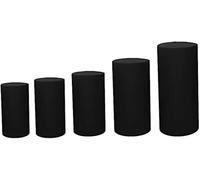 YOUGANG Juego de pedestal de 3/5 cilindros ajustados de elastano para caja de exhibición, decoración de fiesta, boda, evento, utilería, elástico, redondo, para mesa de postre (negro, pequeño, 3