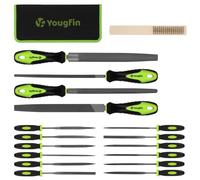 Yougfin Juego de 17 limas, 12 limas de aguja y 4 limas de metal grandes con bolsa de herramientas, herramienta manual ideal para carpintería, metal, modelos y aplicaciones de pasatiempos