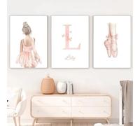 Youihom 3 Cuadros Personalizados Para Bebes Poster Nombre Infantil 30x40 Laminas Niña Habitacion Rose Ballet Love Mariposas Poster Lienzo sin Marco