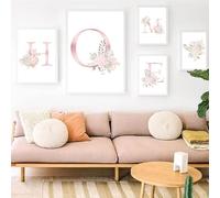 Youihom Letras Nombre Bebe Lienzo Infantiles para Habitacion Laminas Decorativas pared Niña Cuadros Bebe Rosa Poster Decoracion Infantil sin Marco 21 x 30 cm