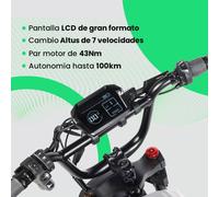 Bicicleta Eléctrica Youin BK7100 Las Vegas 250W 43Nm Autonomía 100km Suspensión Total FAT 20" Shimano Altus 7V