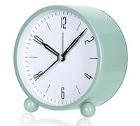 YouJabz - Despertador muy silencioso, sin tic tac, con luz nocturna, funciona a pilas, diseño simple, para dormitorio, mesita de noche, oficina, vuelta al cole, regalo de estudiante