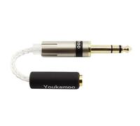 Youkamoo Cable adaptador de conector de auriculares hembra de 4,4 mm a macho de 6,35 mm, cable adaptador de audio equilibrado, color plateado