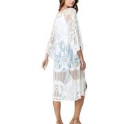 YouKD Cárdigan de encaje para mujer Vestido transparente Vestido largo de playa Kimono Boho Vestidos de encubrimiento