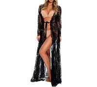 YouKD Cárdigan de Encaje para Mujer Vestido Transparente Vestido Largo de Playa Kimono Boho Vestidos de Encubrimiento