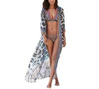 YouKD Chiffon Kimono Cardigan de Manga Larga Vestido Bohemio para Mujer