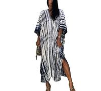 YouKD Estampado Floral Largo Kaftan Cuello Pico Bata Boho Traje de baño de Playa Cover Up Maxi Dress para Mujer
