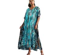 YouKD Estampado Floral Largo Kaftan Cuello Pico Bata Boho Traje de baño de Playa Cover Up Maxi Dress para Mujer