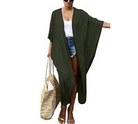 YouKD Kaftan suelto Boho Kimono Playa Bikini Cover Up Dress Plus Size Homewear para mujer, H Navy, talla única