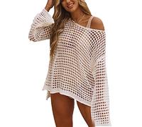 YouKD Vestido de playa de una pieza estilo bohemio para mujer, color liso, B White, Altoa única