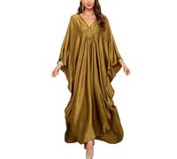 YouKD Vestido largo de caftán para mujer, maxivestido estilo bohemio para traje de baño de playa, batas de playa, ropa de estar por casa de talla única, Altoa única