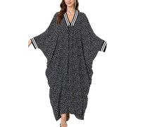YouKD - Vestido largo de verano para mujer, maxivestido caftán de estilo bohemio para cubrir el traje de baño en la playa, C Black White, Talla única