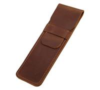 YOUKOLO Portalápices de cuero marrón para pluma estilográfica, hecho a mano