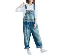 Youlee Mujeres Invierno Otoño Correa ajustable Monos sin mangas Peto ancho pierna Mono Style 2 Blue