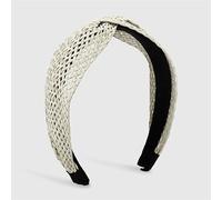 Youllyuu Diadema bohemia de paja lafite con tejido de hierba vintage, diadema de rafia hecha a mano, aro de pelo para mujeres y niñas, color blanco