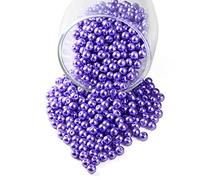 YouLuo 200 cuentas de perlas de vidrio, espaciadoras redondas checas, pequeñas cuentas de satén sueltas surtidas de varios colores para manualidades, fabricación de joyas (morado lavanda, 4 mm)