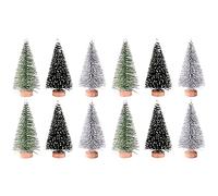 Youmen 12 Pcs Mini árboles de Navidad, Miniatura con Bases de Madera Árboles de Navidad Mini arboles de Nieve arboles denavidad Artificial para decoración de Habitaciones, Modelos de Diorama