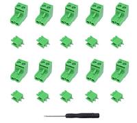 Youmile 10 Uds conector de bloque de terminales de tornillo KF2EDGK montaje en PCB 2PIN 300V 10A 5,08mm para placa de pruebas, PCB con destornillador Phillips