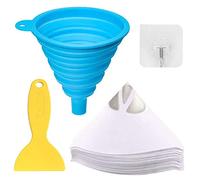 Youmile 100 piezas filtros de papel para pintura Filtros de papel de pintura desechables de 100 µm para impresora 3D de resina con embudo de silicona plegable, gancho, herramienta de limpieza