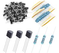 Youmile 100 Uds Transistor BC547 BC547B TO-92 NPN Transistor 50V 0.1A 100mA 625mW con 100 Uds 1K 1/2w ohm resistencia para circuito electrónico