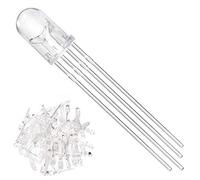 Youmile 100Pack 5mm LED Diodo emisor de luz Cátodo común 4Pin RGB Tricolor (Rojo/Verde/Azul) Transparente Transparente Redondo LED Lámparas Buld para Arduino, PCB