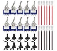 Youmile 10PCS MTS-102 Mini interruptor de palanca SPDT 3 pines 2 posiciones AC125V 6A AC250V 3A Interruptor de encendido/apagado para bricolaje con 20 piezas de terminal de crimpado con cable
