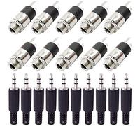 Youmile 10PCS PJ-392 Conector Hembra estéreo de 3,5 mm Montaje en Panel Conector de Audio para Auriculares niquelado Conector de Audio para MP3 con 10 Piezas Conector de Enchufe Macho TRS de 3,5 mm