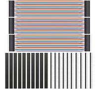 Youmile 120 pcs 3 x 30CM Juego de cables de puente Cable Dupont de 40 pines Macho a hembra, Macho a macho, Hembra a hembra + 20 pcs Pin header Single Row 40pin 2.54mm PCB header