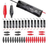Youmile 15 piezas 3.7V 18650 Portapilas AA Portapilas Estuche 1 Ranuras con cables Portapilas Portapilas Portapilas de plástico con 30 pinzas de cocodrilo Rojo y negro