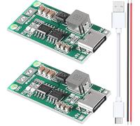 Youmile 2 piezas 3S 2A Junta de carga de la batería de litio Tipo-C USB 18650 Módulo Cargador Boost Converter 12.6V Junta de Protección de Carga con cable Type-C a USB cable rojo y negro