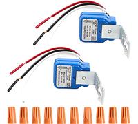 Youmile 2 piezas AC DC 12 V 10 A encendido automático interruptor de luz de fotocélula Sensor de anochecer Sensor de luz nocturna Interruptor de sensor de luz con tapa de cableado