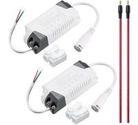 Youmile 2 piezas Controlador LED 12-18W Adaptador de transformador de fuente de alimentación Corriente constante 300mA Alta potencia CA 85-265V con cable macho de CC Conector de cable CH-2