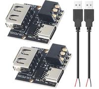 Youmile 2 piezas Módulo de carga rápida PD/QC/AFC/FCP Módulo de activación de carga rápida 5 V, 9 V, 12 V, 15 V, 20 V con interruptor de dial, voltaje ajustable con cable USB macho de dos núcleos