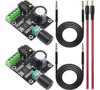 Youmile 2 piezas PAM8610 2 x15W D Placa de amplificador de audio de doble potencia digital DC 12V Placa de amplificador de audio estéreo digital con cable de audio de 3,5 mm Cable macho de CC