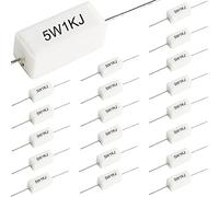 Youmile 20 piezas Resistencia de cemento de cerámica 5W 1K Ohm Resistencia de potencia resistencia 5% Resistencias de herida de alambre de cerámica Resistente a los golpes y al calor