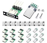 Youmile 20 piezas USB Tipo C tablero de prueba Horizontal Soldadura pin header DIY USB 3.1 Breakout Board PCB hembra y macho placa adaptadora de corriente con Placa fija M2 Tornillos y tuercas
