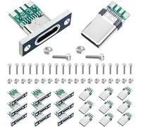 Youmile 20 Piezas USB Tipo C Tablero de Prueba Macho y Hembra DIY USB 3.1 Breakout Board PCB Conector Hembra Junta de Soldadura Fija Macho Conector Junta con Tornillos M2 y Tuercas