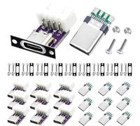 Youmile 20 piezas USB Tipo C tablero de prueba Terminal horizontal XH-4P DIY USB 3.1 Breakout Board PCB hembra y macho placa adaptadora de corriente con placa fija M2 Tornillos y tuercas