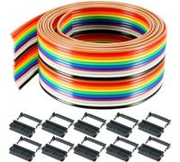 Youmile 20 Pin Color del arco iris Cable plano de cinta 3M/9.84ft IDC Cable de alambre 1.27mm Flat Ribbon Cable cable de conexión con FC-20P IDC Sockets conector hembra para conectores de 2,54 mm