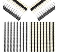 Youmile - 20 pines redondos macho y hembra de 2,54 mm, 0,1 pulgadas, pines hembra/macho, kit surtido de fila única recta, 1 x 40P chapado en oro macho estañado hembra pin header