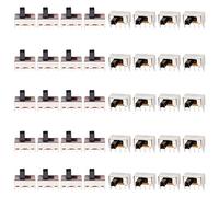 Youmile 20PCS Interruptores deslizantes verticales de perilla alta 1P2T SPDT 3 pines 2 posiciones DC50V 0.5A 5 mm SS12F44 con 20PCS SK12D07VG3 Interruptor deslizante vertical de 3 pines 3 mm
