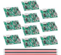 Youmile 2A USB 18650 Módulo de cargador de batería de iones de litio de litio 3,7 V 4,2 V a 5 V 9 V 27 V DC-DC ajustable Módulo de descarga de carga con cable rojo y negro de 26 AWG, paquete de 10