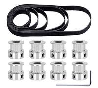 Youmile 2GT Cinturón distribución 110 mm 112 mm 122 mm 158 mm 200 mm 280 mm 300 mm 400 mm Ancho 6 mm Cinturón goma bucle cerrado para impresora 3D con 8 piezas 5 mm 20 dientes Rueda polea distribución