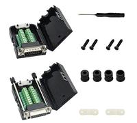 Youmile 2PCS DB15 D-SUB Conector 15Pin Macho y Hembra 2 ROW Terminales Adaptador Breakout PCB Board Para DIY Con destornillador ranurado + Cubierta de cable
