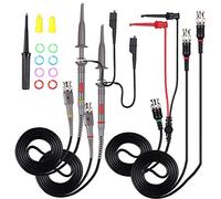 Youmile 2PCS P6100 Kit de sonda de osciloscopio 100MHz Scope Clip Test Probe para osciloscopio con BNC a Mini Hook Leads, BNC Macho a BNC Macho