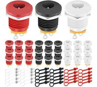 Youmile 30 piezas DC Power Jack 5,5 x 2,1 mm hembra empotrable 3 pines hembra DC barril Jack conector de montaje en panel 6 V 9 V 12 V rojo blanco negro con tapas protectoras de goma